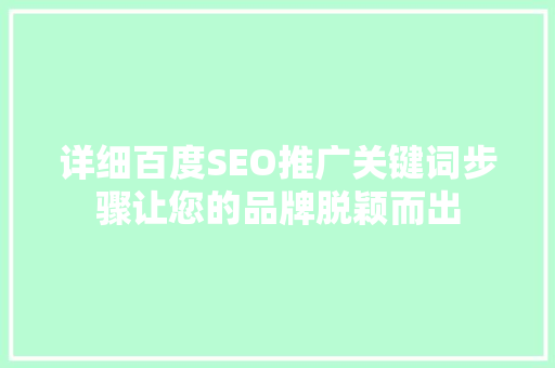 详细百度SEO推广关键词步骤让您的品牌脱颖而出