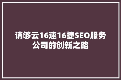 诮够云16速16捷SEO服务公司的创新之路