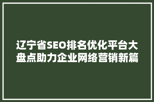 辽宁省SEO排名优化平台大盘点助力企业网络营销新篇章