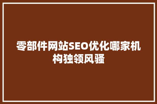 零部件网站SEO优化哪家机构独领风骚