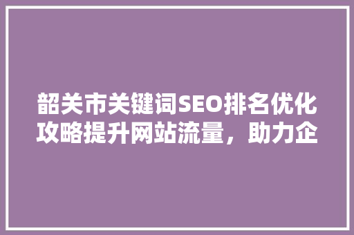 韶关市关键词SEO排名优化攻略提升网站流量，助力企业腾飞