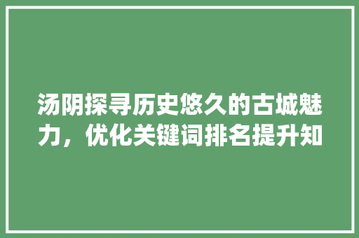 汤阴探寻历史悠久的古城魅力，优化关键词排名提升知名度_汤阴关键词排名优化
