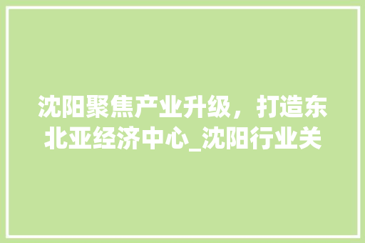 沈阳聚焦产业升级，打造东北亚经济中心_沈阳行业关键词优化