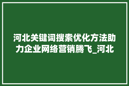 河北关键词搜索优化方法助力企业网络营销腾飞_河北关键词搜索优化方法