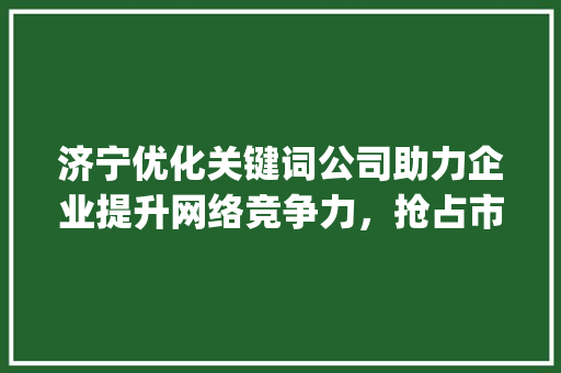 济宁优化关键词公司助力企业提升网络竞争力，抢占市场先机_济宁优化关键词公司