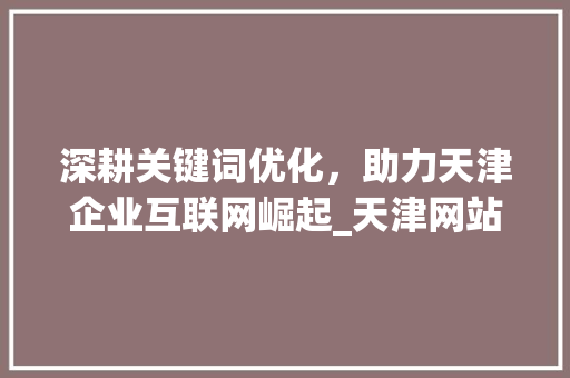 深耕关键词优化，助力天津企业互联网崛起_天津网站关键词优化公司