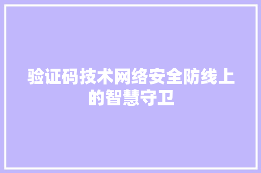 验证码技术网络安全防线上的智慧守卫