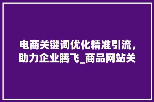 电商关键词优化精准引流，助力企业腾飞_商品网站关键词优化