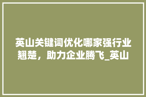英山关键词优化哪家强行业翘楚，助力企业腾飞_英山关键词优化哪家好