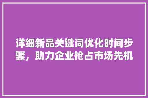 详细新品关键词优化时间步骤，助力企业抢占市场先机_新品关键词优化时间