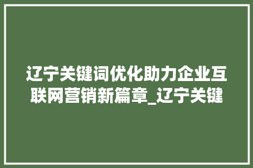 辽宁关键词优化助力企业互联网营销新篇章_辽宁关键词优化哪里有