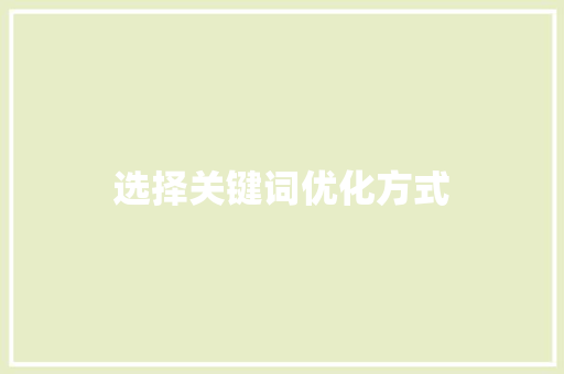 选择关键词优化方式