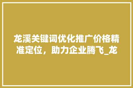 龙溪关键词优化推广价格精准定位，助力企业腾飞_龙溪关键词优化推广价格  第1张