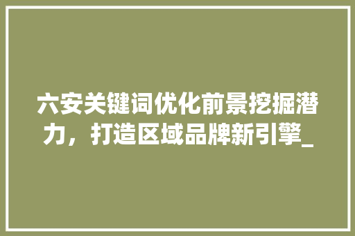 六安关键词优化前景挖掘潜力，打造区域品牌新引擎_六安关键词优化前景