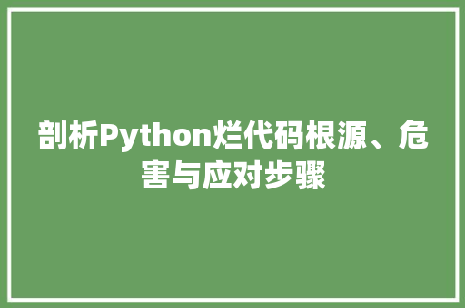 剖析Python烂代码根源、危害与应对步骤