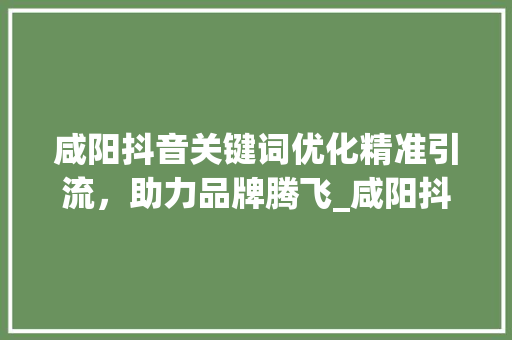 咸阳抖音关键词优化精准引流，助力品牌腾飞_咸阳抖音关键词优化收费