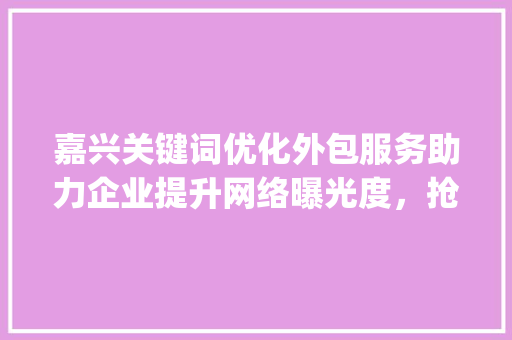 嘉兴关键词优化外包服务助力企业提升网络曝光度，抢占市场先机_嘉兴关键词优化外包服务