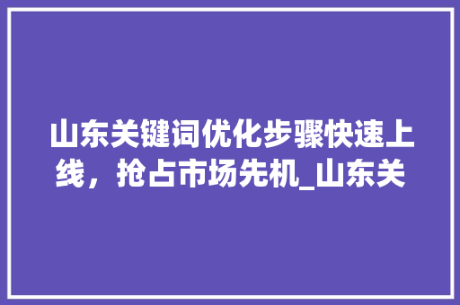 山东关键词优化步骤快速上线，抢占市场先机_山东关键词优化快速上线