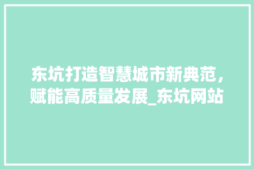 东坑打造智慧城市新典范，赋能高质量发展_东坑网站关键词优化