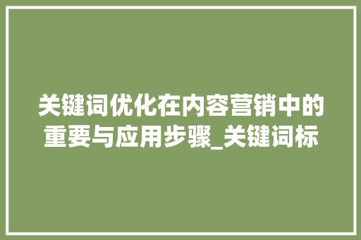 关键词优化在内容营销中的重要与应用步骤_关键词标签对优化