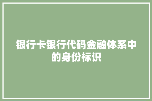 银行卡银行代码金融体系中的身份标识