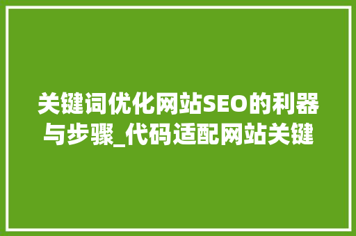 关键词优化网站SEO的利器与步骤_代码适配网站关键词优化