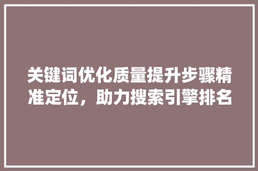 关键词优化质量提升步骤精准定位，助力搜索引擎排名_如何提高关键词优化质量