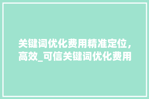 关键词优化费用精准定位，高效_可信关键词优化费用