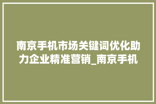 南京手机市场关键词优化助力企业精准营销_南京手机关键词优化