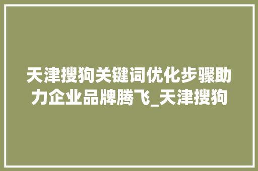 天津搜狗关键词优化步骤助力企业品牌腾飞_天津搜狗关键词优化