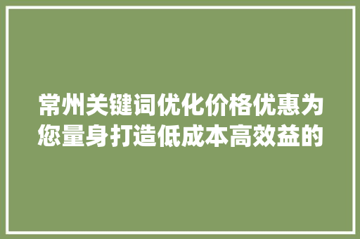 常州关键词优化价格优惠为您量身打造低成本高效益的营销方法_常州关键词优化价格优惠