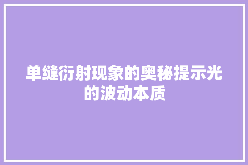 单缝衍射现象的奥秘提示光的波动本质
