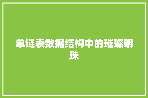 单链表数据结构中的璀璨明珠