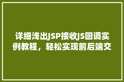 详细浅出JSP接收JS回调实例教程，轻松实现前后端交互  第1张