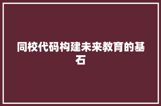 同校代码构建未来教育的基石