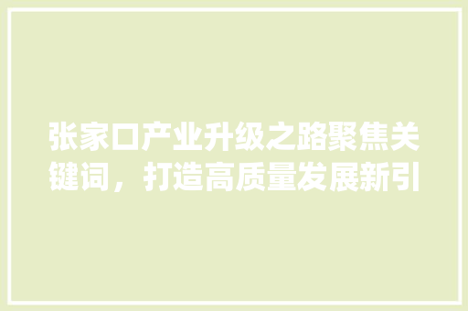 张家口产业升级之路聚焦关键词，打造高质量发展新引擎_张家口行业关键词优化
