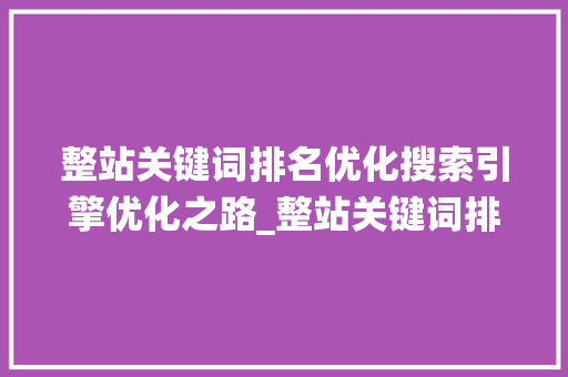 整站关键词排名优化搜索引擎优化之路_整站关键词排名优化系统