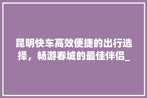 昆明快车高效便捷的出行选择，畅游春城的最佳伴侣_昆明快车关键词优化排名