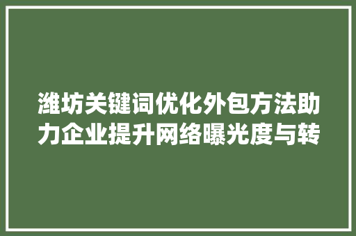 潍坊关键词优化外包方法助力企业提升网络曝光度与转化率_潍坊关键词优化外包方法