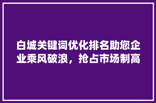 白城关键词优化排名助您企业乘风破浪，抢占市场制高点_白城关键词优化排名公司