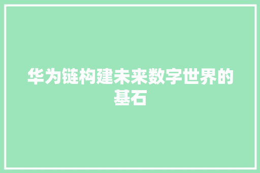 华为链构建未来数字世界的基石