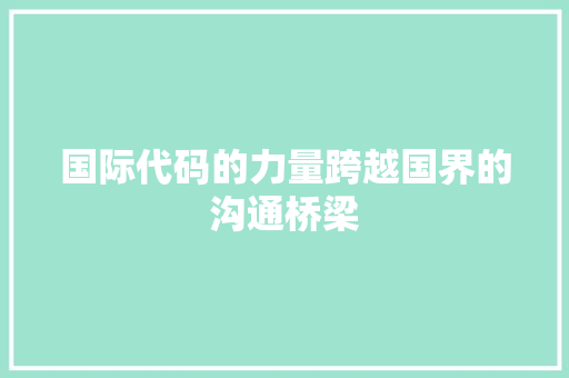 国际代码的力量跨越国界的沟通桥梁