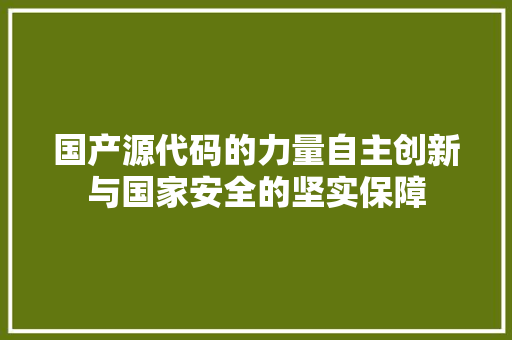 国产源代码的力量自主创新与国家安全的坚实保障