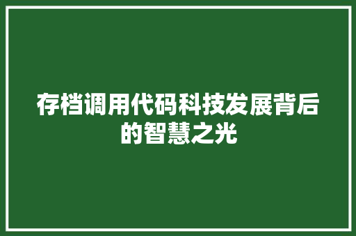 存档调用代码科技发展背后的智慧之光