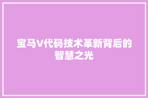 宝马V代码技术革新背后的智慧之光