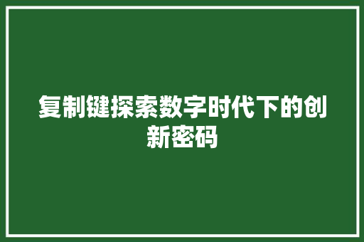 复制键探索数字时代下的创新密码