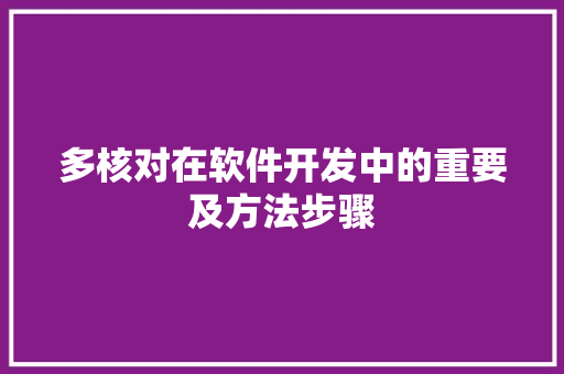 多核对在软件开发中的重要及方法步骤