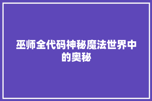 巫师全代码神秘魔法世界中的奥秘  第1张