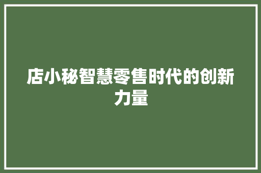 店小秘智慧零售时代的创新力量