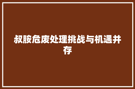 叔胺危废处理挑战与机遇并存